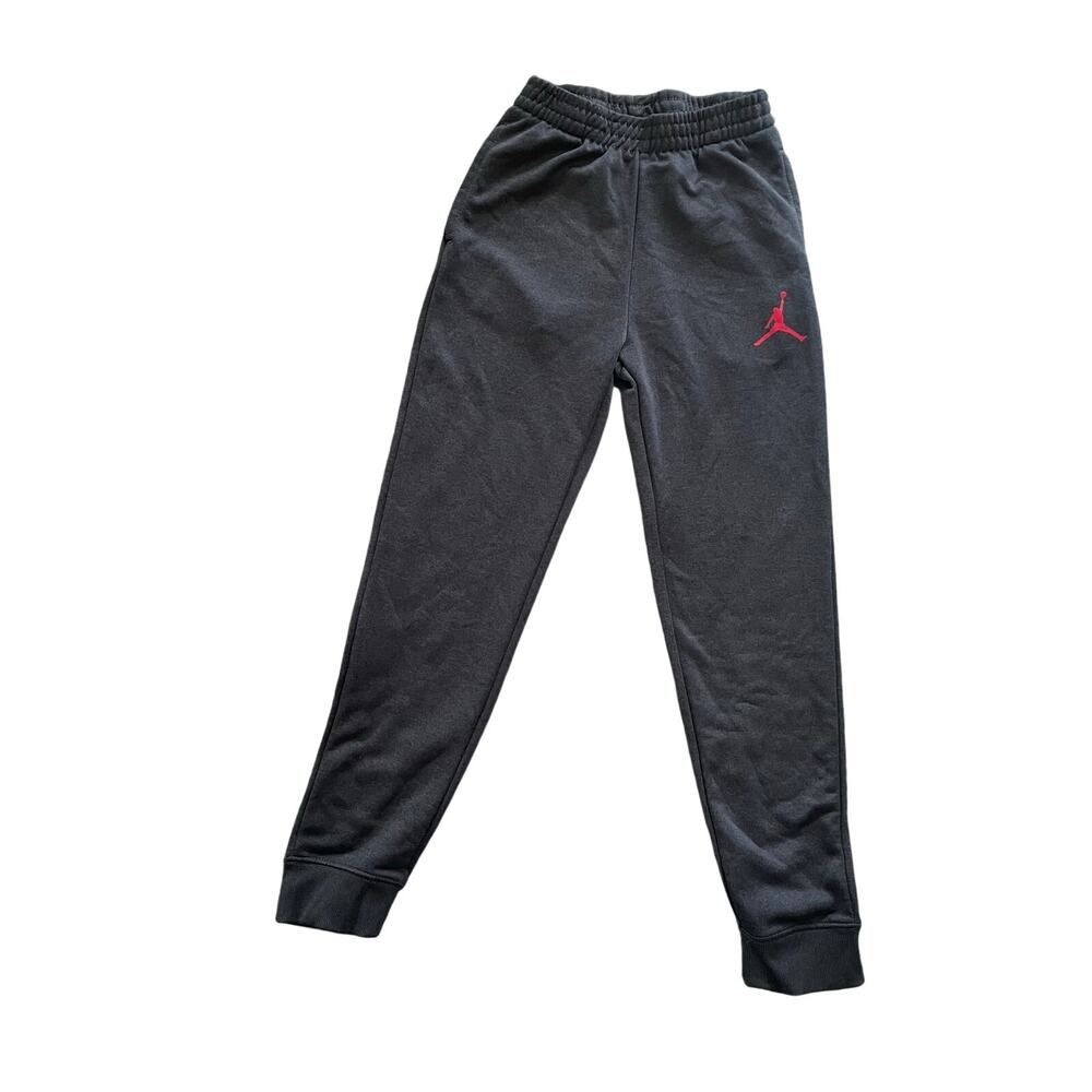 Jordan Boys Dri-Fit Joggers Size Large (12-13 Years) Dri Fit Gray Red Activewear